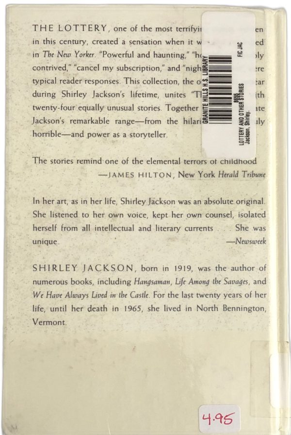 The Lottery and Other Stories by Shirley Jackson Supply