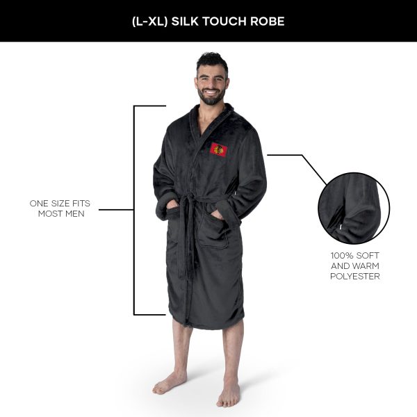 Chicago Blackhawks NHL Black Snipe L XL Silk Touch Bathrobe 26x47 Inches Fashion