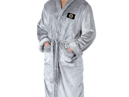 Boston Bruins NHL White Snipe L XL Silk Touch Bathrobe 26x47 Inches Cheap