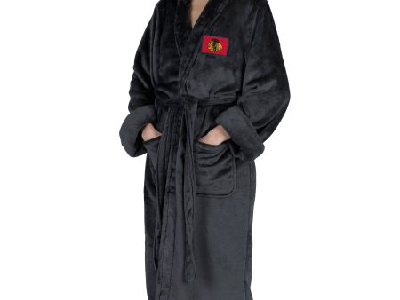 Chicago Blackhawks NHL Black Snipe S M Silk Touch Bathrobe 23X41 Inches Online Sale