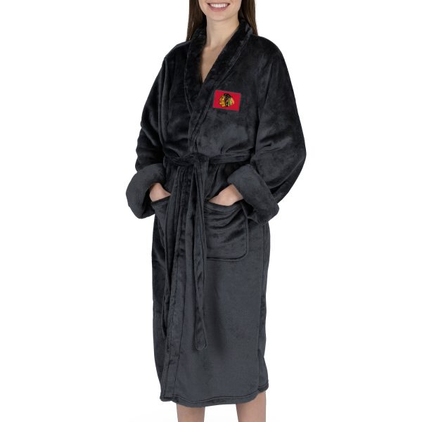 Chicago Blackhawks NHL Black Snipe S M Silk Touch Bathrobe 23X41 Inches Online Sale