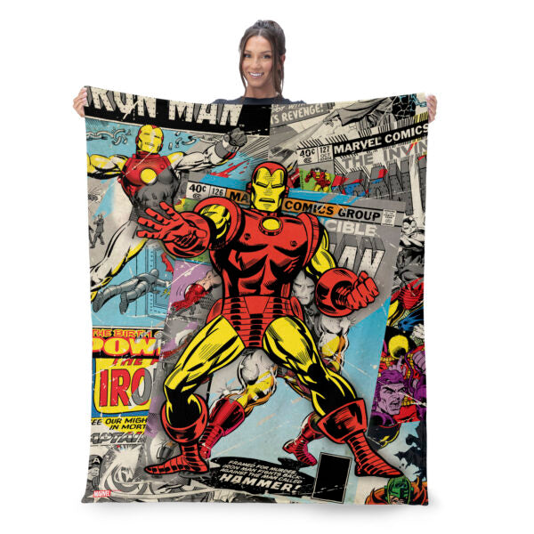 Marvel Iron Man Comic Silk Touch Throw Blanket 50×60 Inches Online Hot Sale