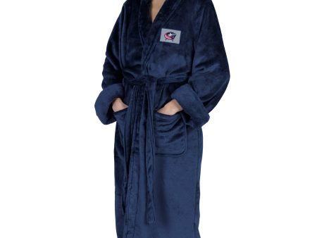 Columbus Blue Jackets NHL Navy Snipe S M Silk Touch Bathrobe 23X41 Inches Sale