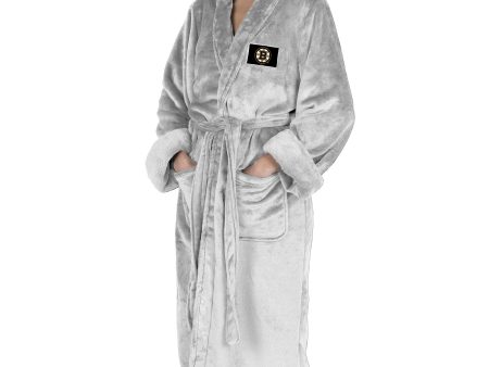 Boston Bruins NHL White Snipe S M Silk Touch Bathrobe 23X41 Inches For Sale