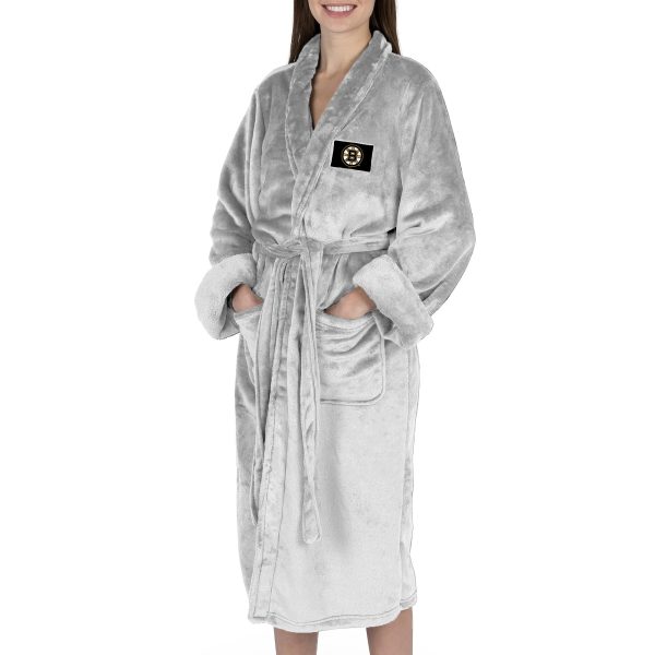 Boston Bruins NHL White Snipe S M Silk Touch Bathrobe 23X41 Inches For Sale