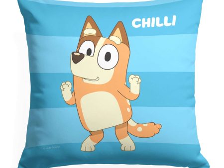 Bluey Roll Call Chilli Throw Pillow 18x18 Inches For Sale