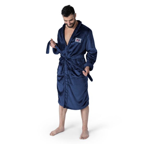 Columbus Blue Jackets NHL Navy Snipe L XL Silk Touch Bathrobe 26x47 Inches Online now