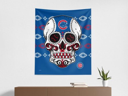 MLB Chicago Cubs Candy Skull Wall Hanging 34x40 Inches For Discount