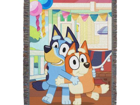 Bluey Sister Celebration Tapestry Throw Blanket 48x60 Inches For Sale