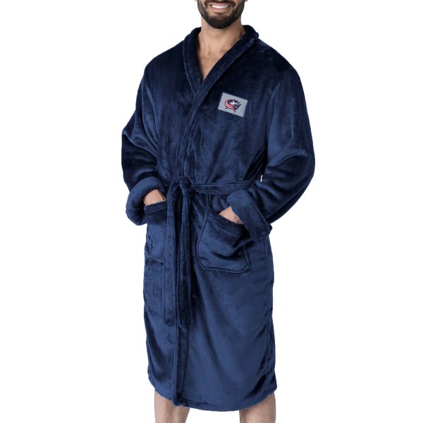 Columbus Blue Jackets NHL Navy Snipe L XL Silk Touch Bathrobe 26x47 Inches Online now