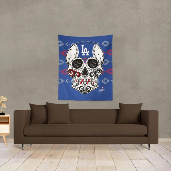 MLB Los Angeles Dodgers Candy Skull Wall Hanging 34x40 Inches For Cheap