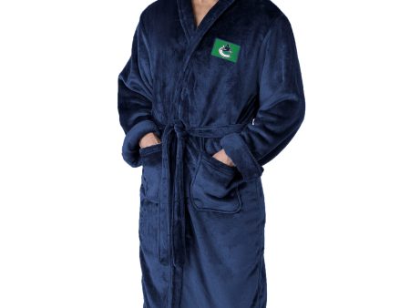 Vancouver Canucks NHL Navy Snipe L XL Silk Touch Bathrobe 26x47 Inches For Cheap