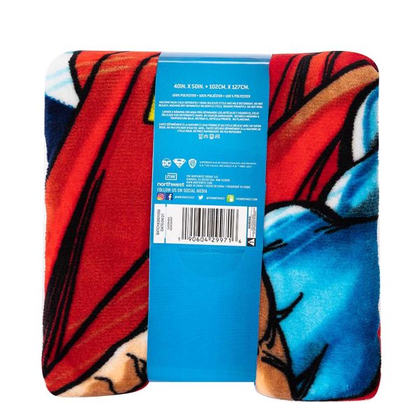 Warner Bros. Superman Hero Burst Micro Raschel Throw Blanket 46x60 Inches Fashion