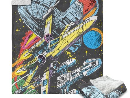 Disney Star Wars Classic Comic Books Rebel Ships Silk Touch Sherpa Throw Blanket 50X60 Inches Fashion