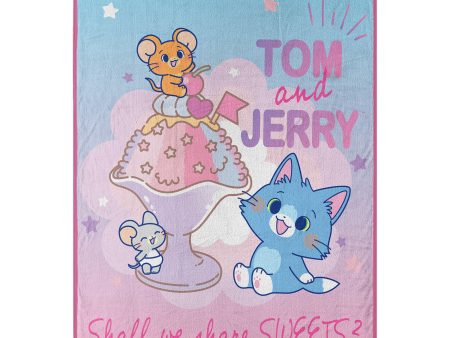 Warner Bros. Tom And Jerry Sharing Sweets Micro Raschel Throw Blanket 46x60 Inches Sale