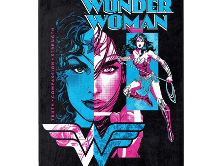 Warner Bros. Wonder Woman Truth Compassion Strength Micro Raschel Throw Blanket 46x60 Inches For Discount