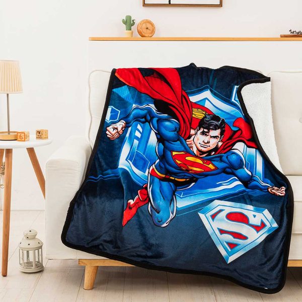 Warner Bros. Superman Superman To The Rescue Silk Sherpa Baby Blanket 40x50 Inches Cheap