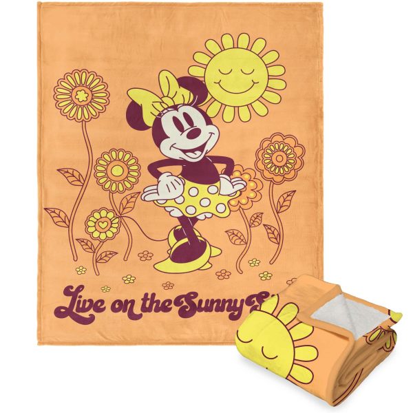 Disney Minnie Mouse Egg Hunt Silk Touch Sherpa Throw Blanket 50x60 Inches For Sale