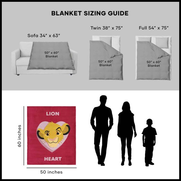 Disney Lion King Lion Heart Silk Touch Sherpa Throw Blanket 50x60 Inches For Sale