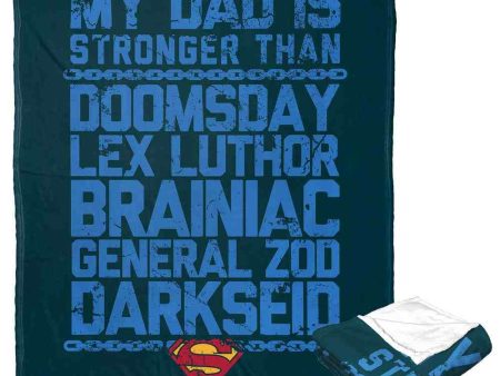 Warner Bros. Superman Dc Strongest Dad Blue Silk Touch Throw Blanket 50x60 Inches Online Sale