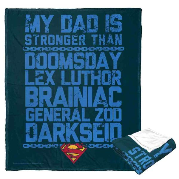 Warner Bros. Superman Dc Strongest Dad Blue Silk Touch Throw Blanket 50x60 Inches Online Sale