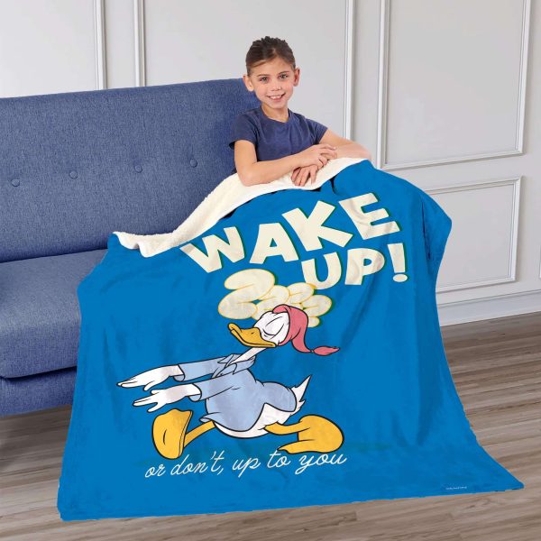 Disney Donald Duck Wake Up Silk Touch Sherpa Throw Blanket 50x60 Inches on Sale