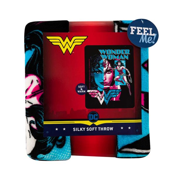 Warner Bros. Wonder Woman Truth Compassion Strength Micro Raschel Throw Blanket 46x60 Inches For Discount