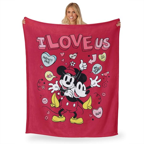 Disney Mickey Mouse I Love Us Silk Touch Throw Blanket 50x60 Inches on Sale