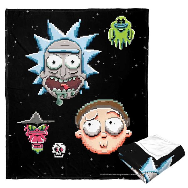 Warner Bros. Rick and Morty Pixelverse Silk Touch Throw Blanket 50x60 Inches Fashion