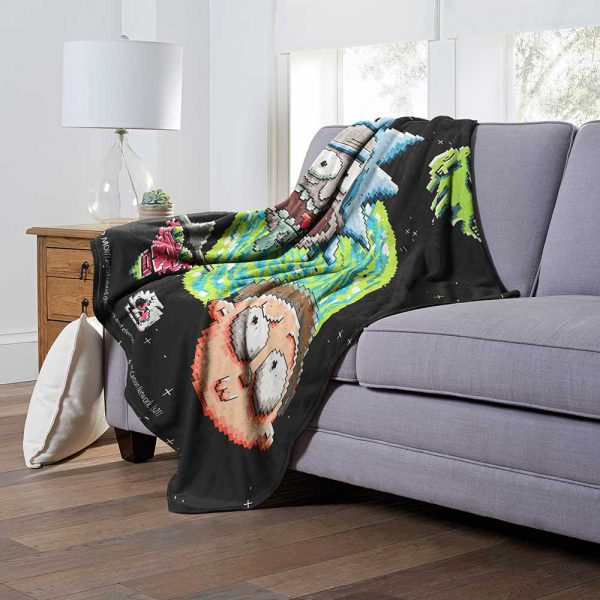 Warner Bros. Rick and Morty Pixelverse Silk Touch Throw Blanket 50x60 Inches Fashion