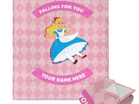 Disney Alice in Wonderland Falling For You Personalized Silk Touch Sherpa Throw Blanket 50x60 Inches Online Sale