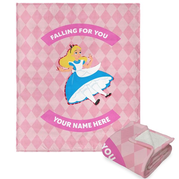 Disney Alice in Wonderland Falling For You Personalized Silk Touch Sherpa Throw Blanket 50x60 Inches Online Sale