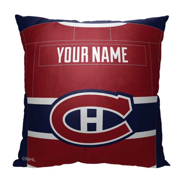 NHL Montreal Canadiens Jersey Personalized Throw Pillow 18x18 Inches on Sale