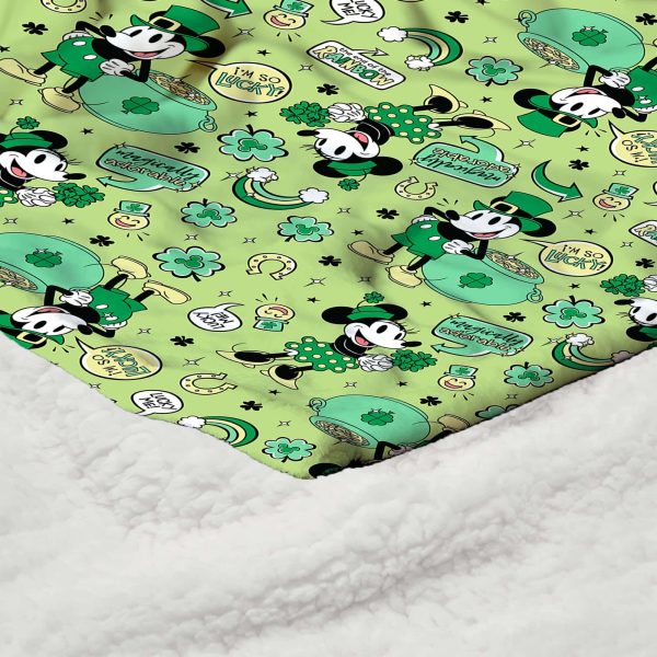 Disney Mickey Mouse Lucky Mouse Silk Touch Sherpa Throw Blanket 50x60 Inches on Sale