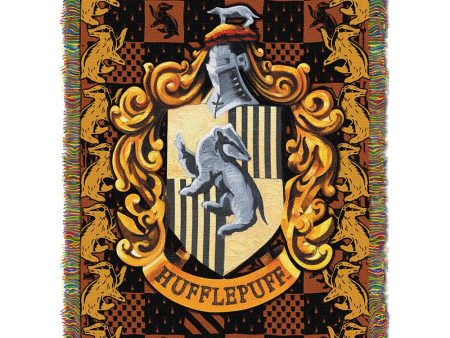 Warner Bros. Harry Potter Hufflepuff Crest Woven Tapestry Throw Blanket 48x60 Inches Online now