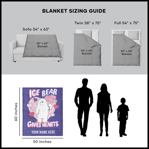 Cartoon Network We Bare Bears Ice Bear Gives Hearts Personalized Silk Touch Throw Blanket 50x60 Inches Fashion