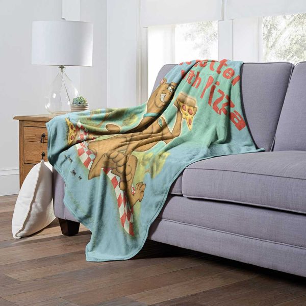 Warner Bros. Scooby-Doo Pizza Is Life Silk Touch Throw Blanket 50x60 Inches For Cheap