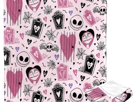 Disney Nightmare Before Christmas Valentines Pattern Silk Touch Throw Blanket 50x60 Inches For Sale