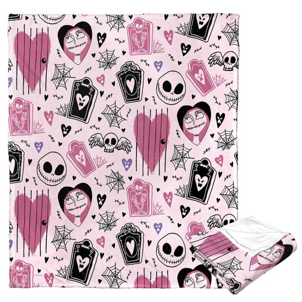 Disney Nightmare Before Christmas Valentines Pattern Silk Touch Throw Blanket 50x60 Inches For Sale