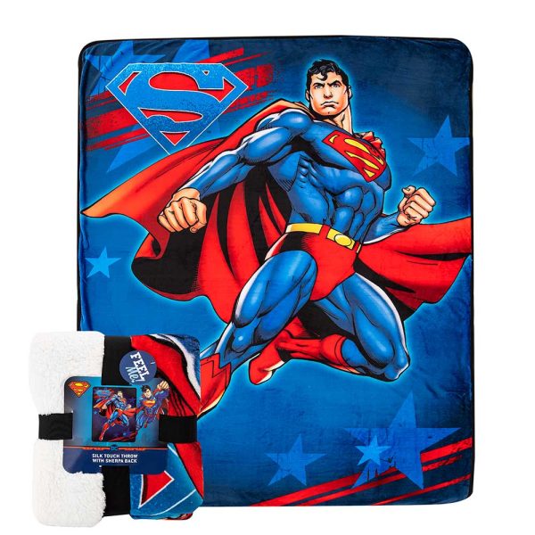 Warner Bros. Superman American Hero Silk Touch Sherpa Blanket 60x80Inches Supply