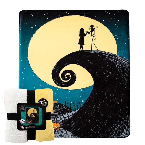 Disney Nightmare Before Christmas Starry Night Silk Touch Sherpa Throw Blanket Twin Size 60x80 Inches on Sale