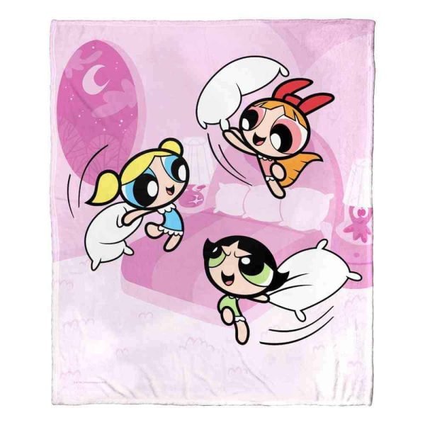 Cartoon Network Powerpuff Girls Super Powered Pillowfight Silk Touch Throw Blanket 50x60 Inches on Sale