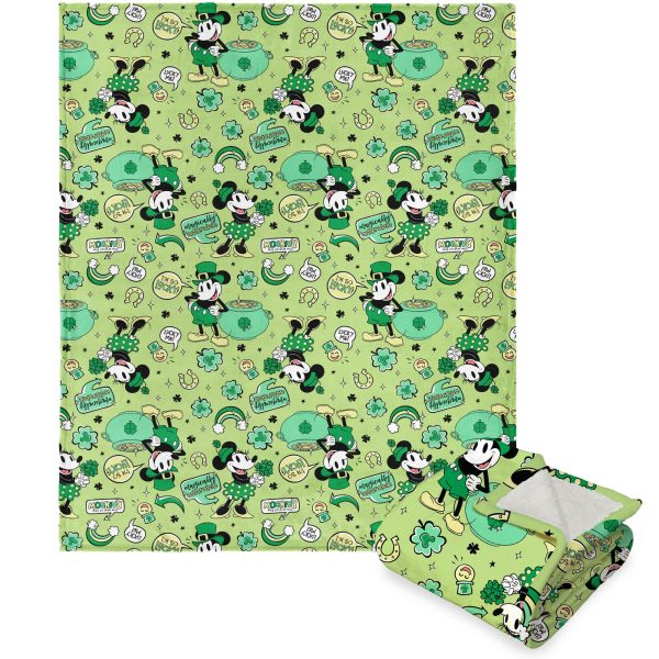 Disney Mickey Mouse Lucky Mouse Silk Touch Sherpa Throw Blanket 50x60 Inches on Sale