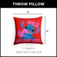 Disney Lilo and Stitch Wild Valentine Throw Pillow 18x18 Inches For Sale