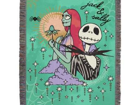 Disney Nightmare Before Christmas Cosmic Couple Woven Tapestry Throw Blanket 48x60 Inches Fashion