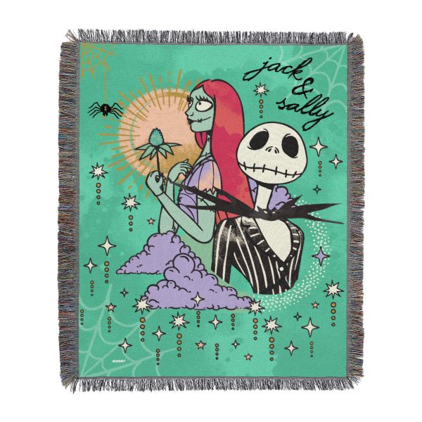 Disney Nightmare Before Christmas Cosmic Couple Woven Tapestry Throw Blanket 48x60 Inches Fashion