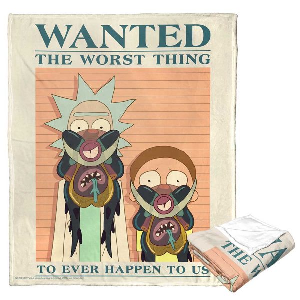 Warner Bros. Rick and Morty The Worst Thing Silk Touch Throw Blanket 50x60 Inches Hot on Sale