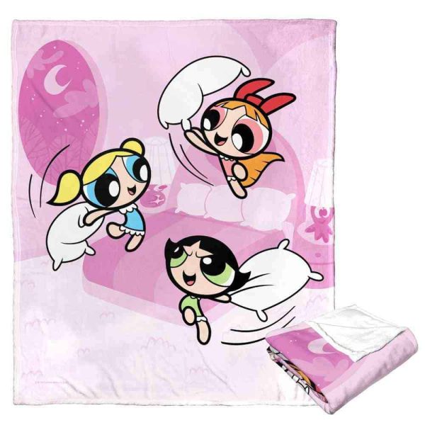 Cartoon Network Powerpuff Girls Super Powered Pillowfight Silk Touch Throw Blanket 50x60 Inches on Sale