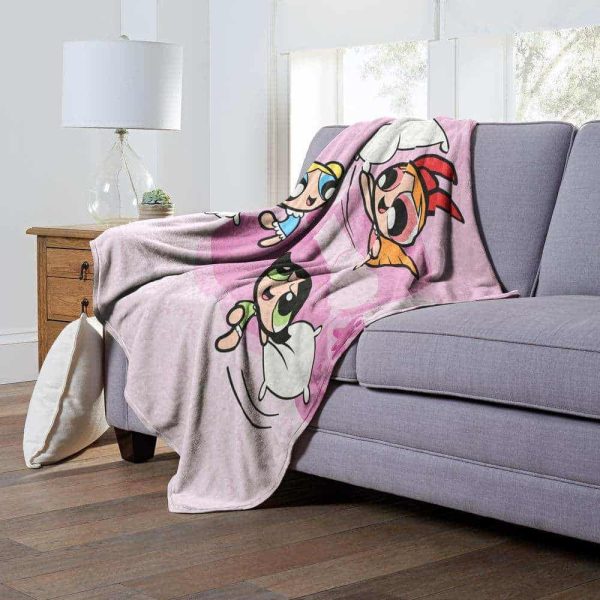 Cartoon Network Powerpuff Girls Super Powered Pillowfight Silk Touch Throw Blanket 50x60 Inches on Sale