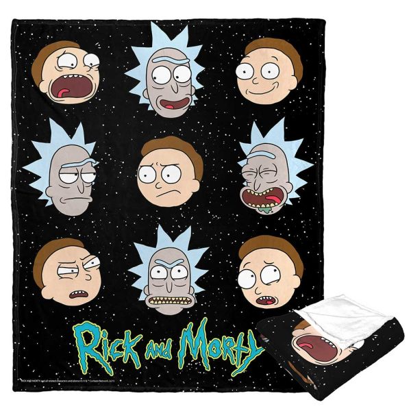 Warner Bros. Rick and Morty Talking Heads Silk Touch Throw Blanket 50x60 Inches Online Hot Sale